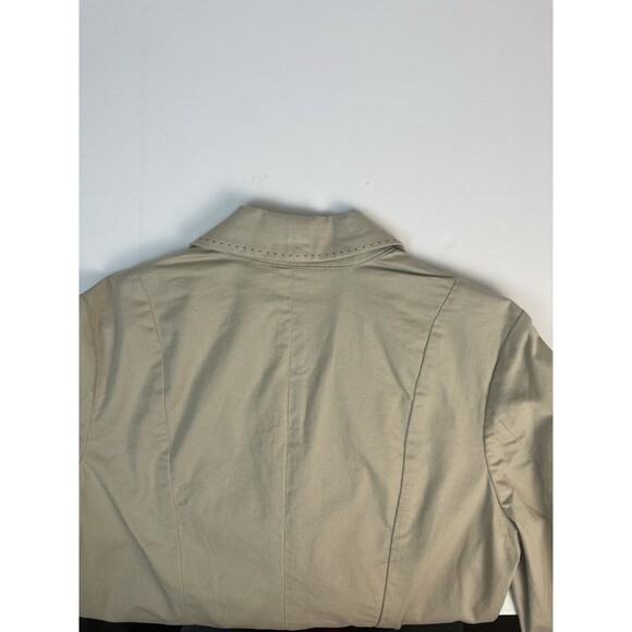 Anthropologie Tape Measure Topstitch Blazer Jacket Khaki Wide Cuff Tailored 12 - Picture 13 of 16